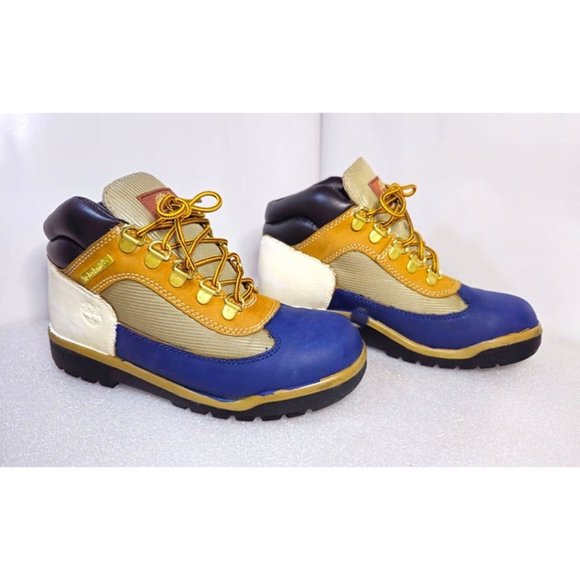 Hand-Painted Distressed Tan Wheat Timberland Grade School Field Boots Boys Sz 4 - Picture 4 of 12